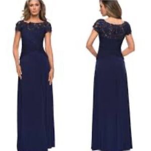 La Femme - Knot-Ornate Ruched Evening Dress